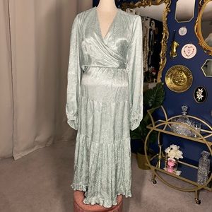 Silk mint green leopard Eloquii Dress - Size 28